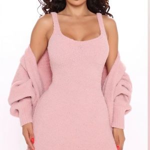 NWT Living In It Cozy Fuzzy Dress & Long Cardigan Set